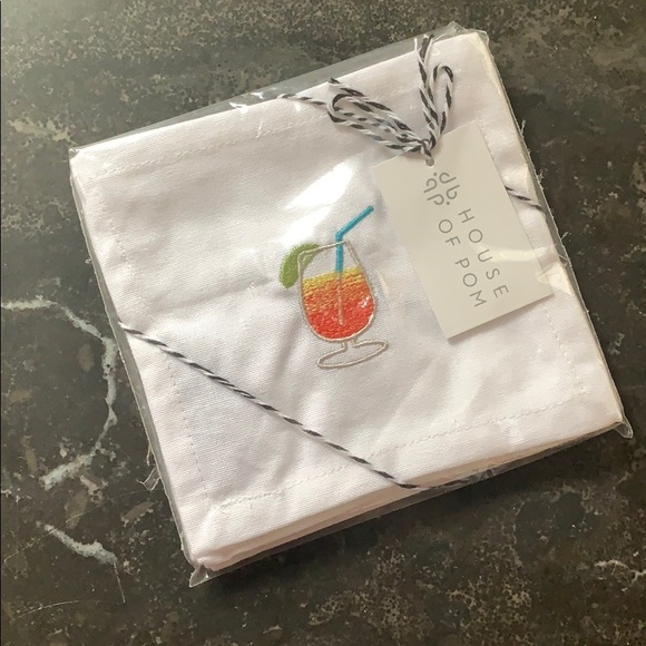 House of Pom Emoji Linen Cocktail Napkins (6) new! - Picture 2 of 3